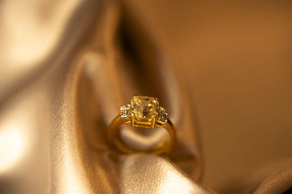 Yellow Sapphire and Baguette Ring