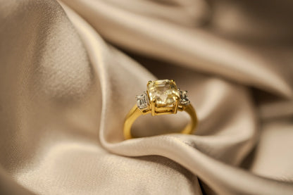 Yellow Sapphire and Baguette Ring