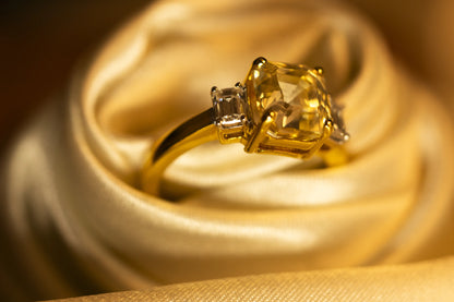 Yellow Sapphire and Baguette Ring