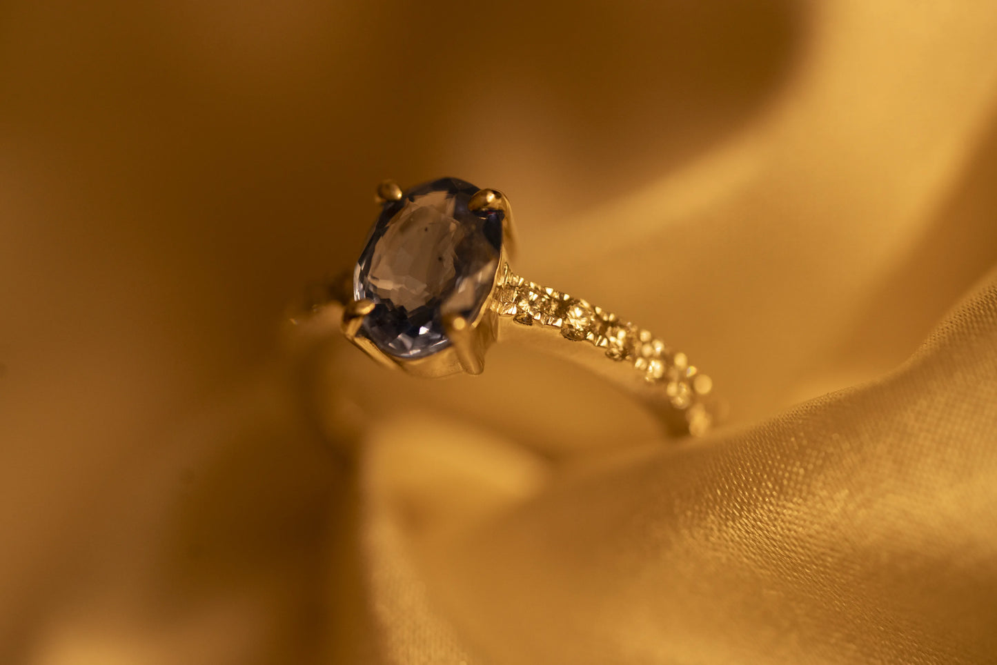 Blue Sapphire and Diamond Ring